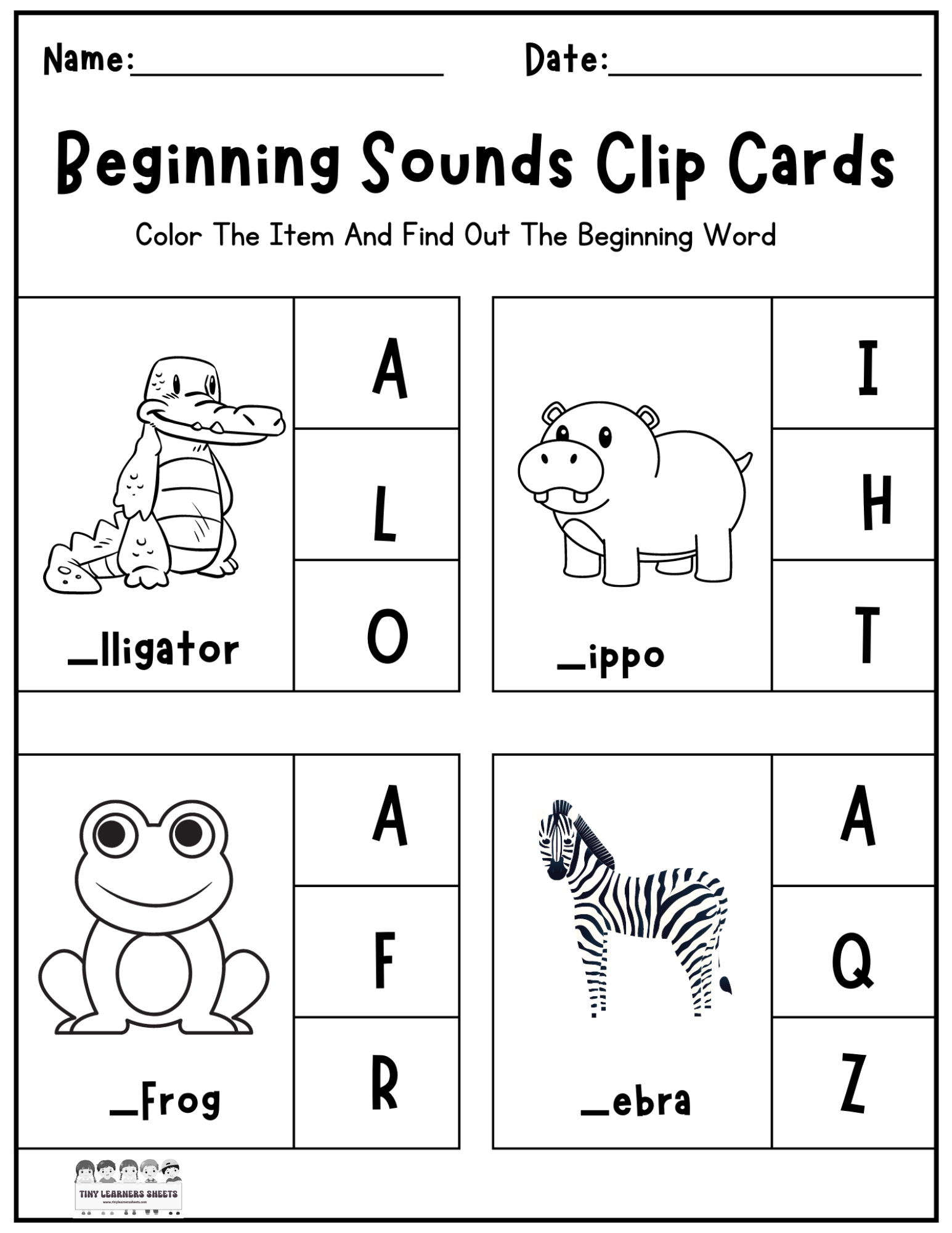 Sorting Beginning Sounds Worksheet